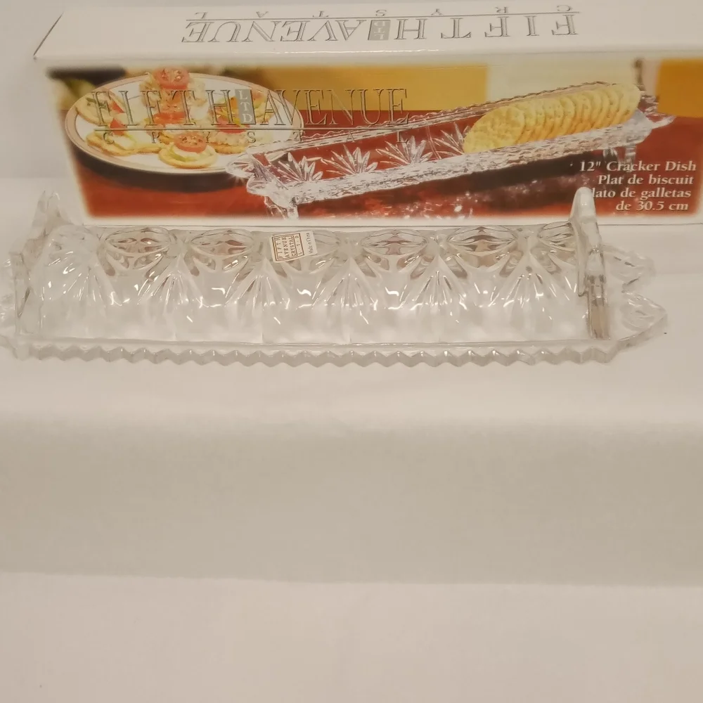 Crystal Glass Cracker Server ,on stand, Fifth Avenue Ltd  12